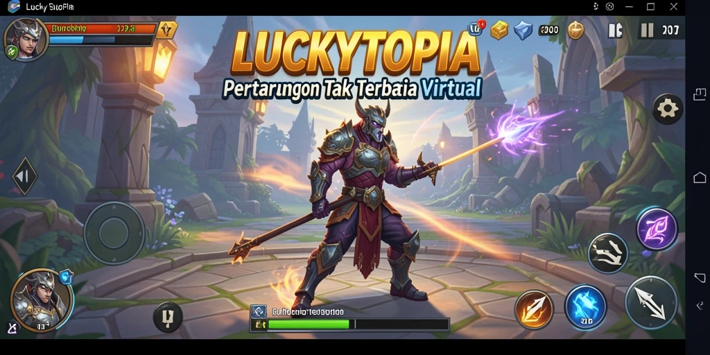 Tampilan aksi seru dalam gameplay Fighting LUCKYTOPIA.