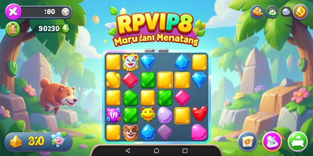 Screenshot gameplay RPVIP8 menampilkan aksi seru permainan Match-3.